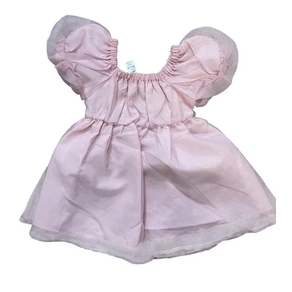Habitual Baby Girls Pink Tulle Puff Sleeve Bow Dress 24M Princess Balletcore - Picture 3 of 5
